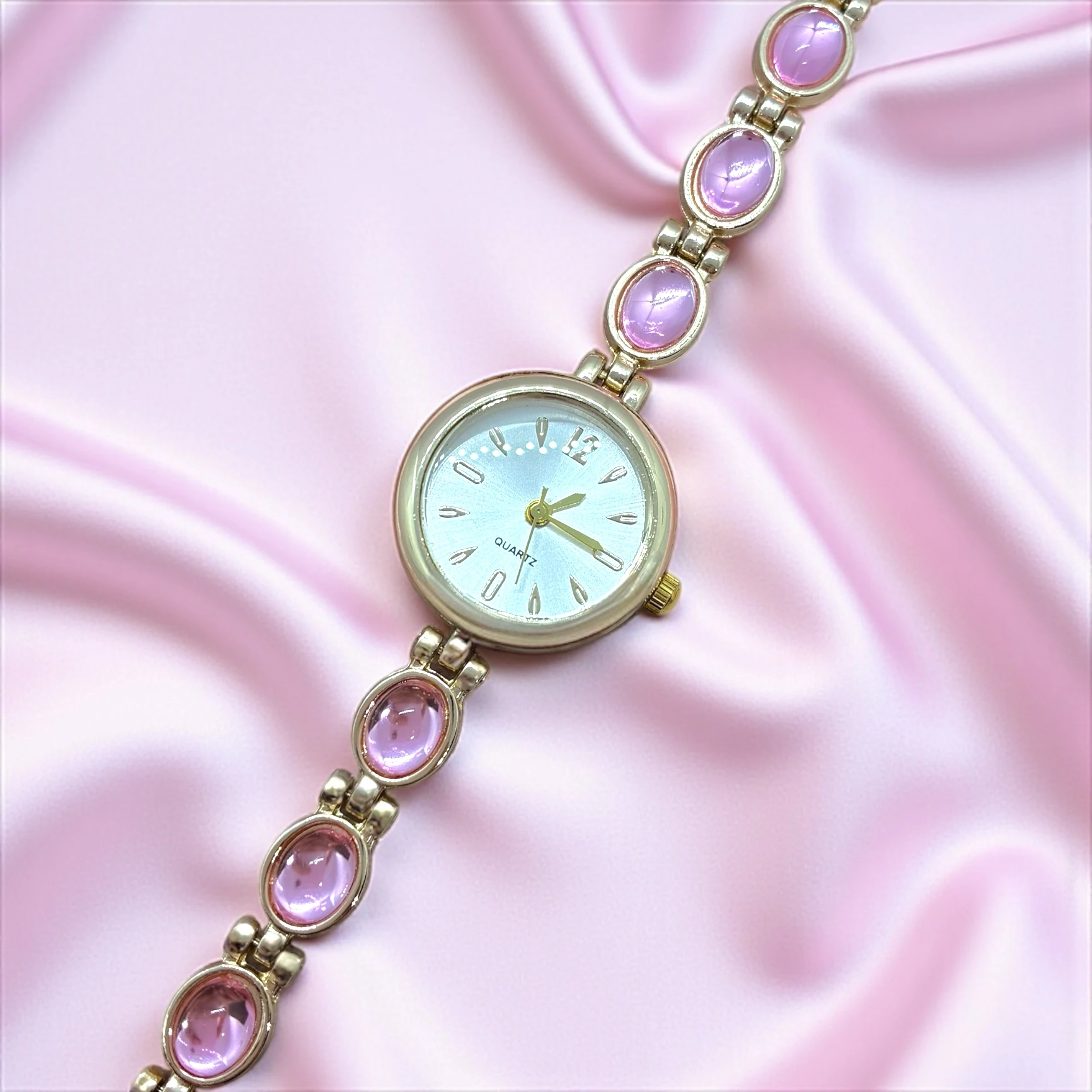 Gold - Pembe Taşlı Saat 