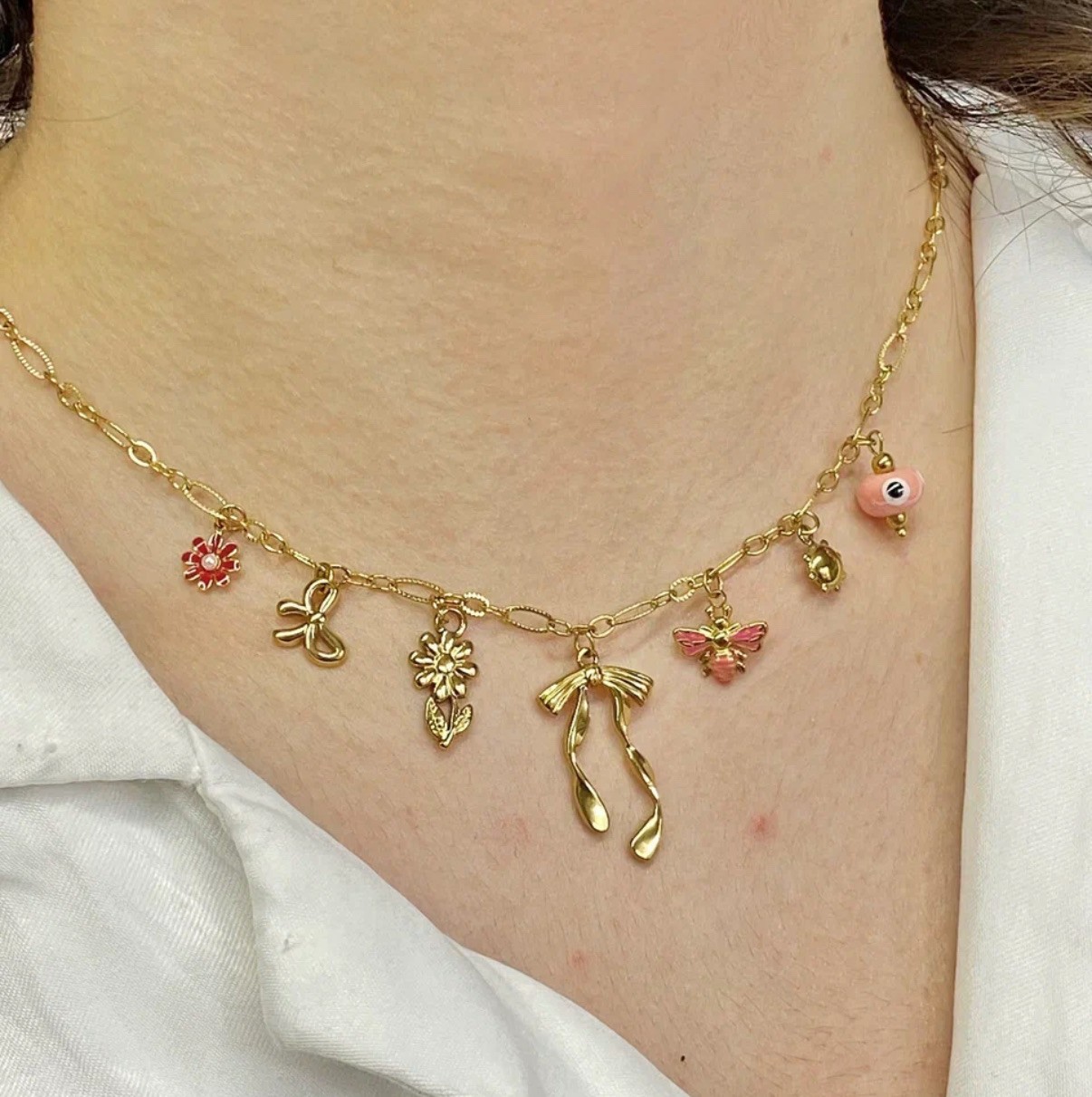 Çelik | Fiyonk Charm Kolye