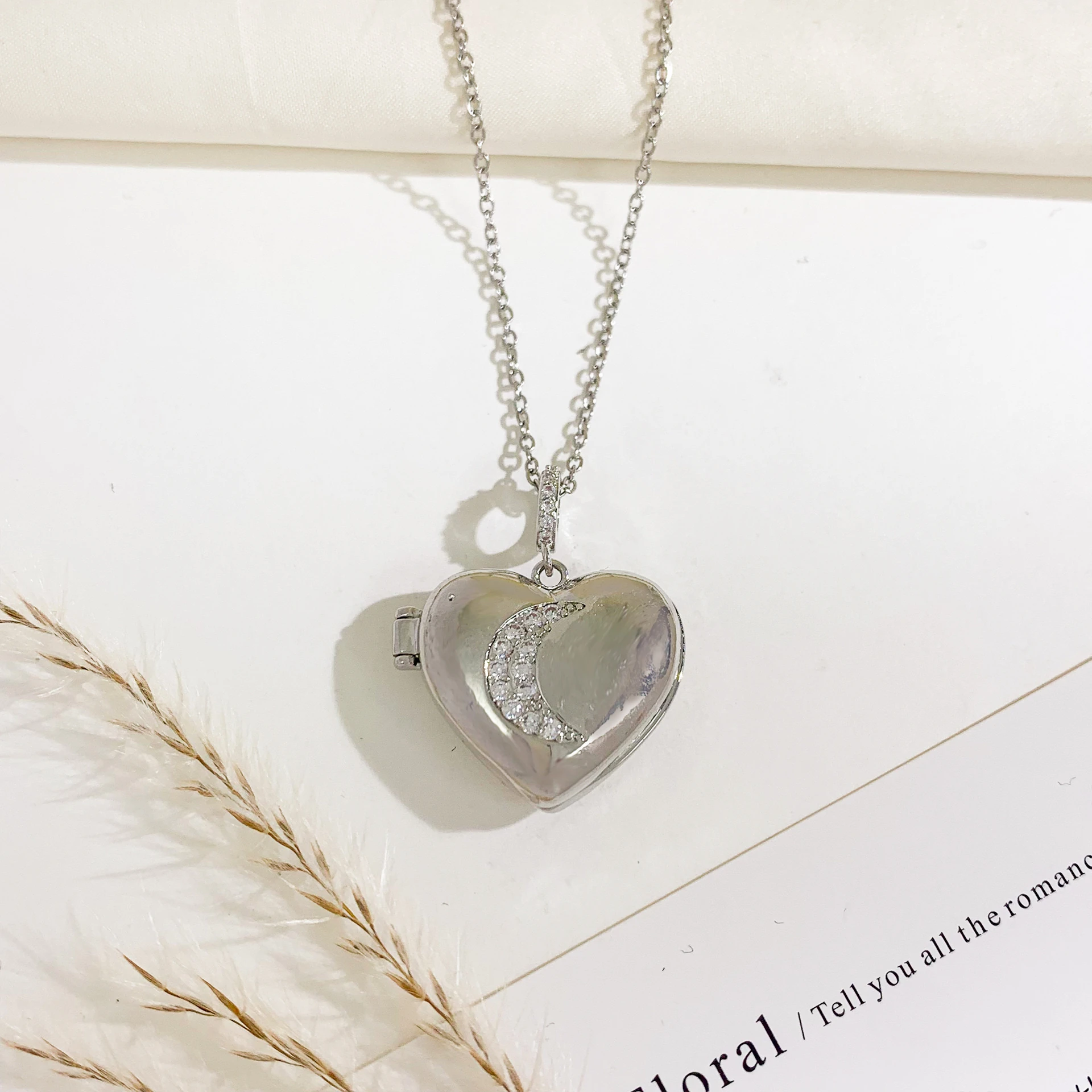 Çelik | Silver Moon Open Locket Kolye