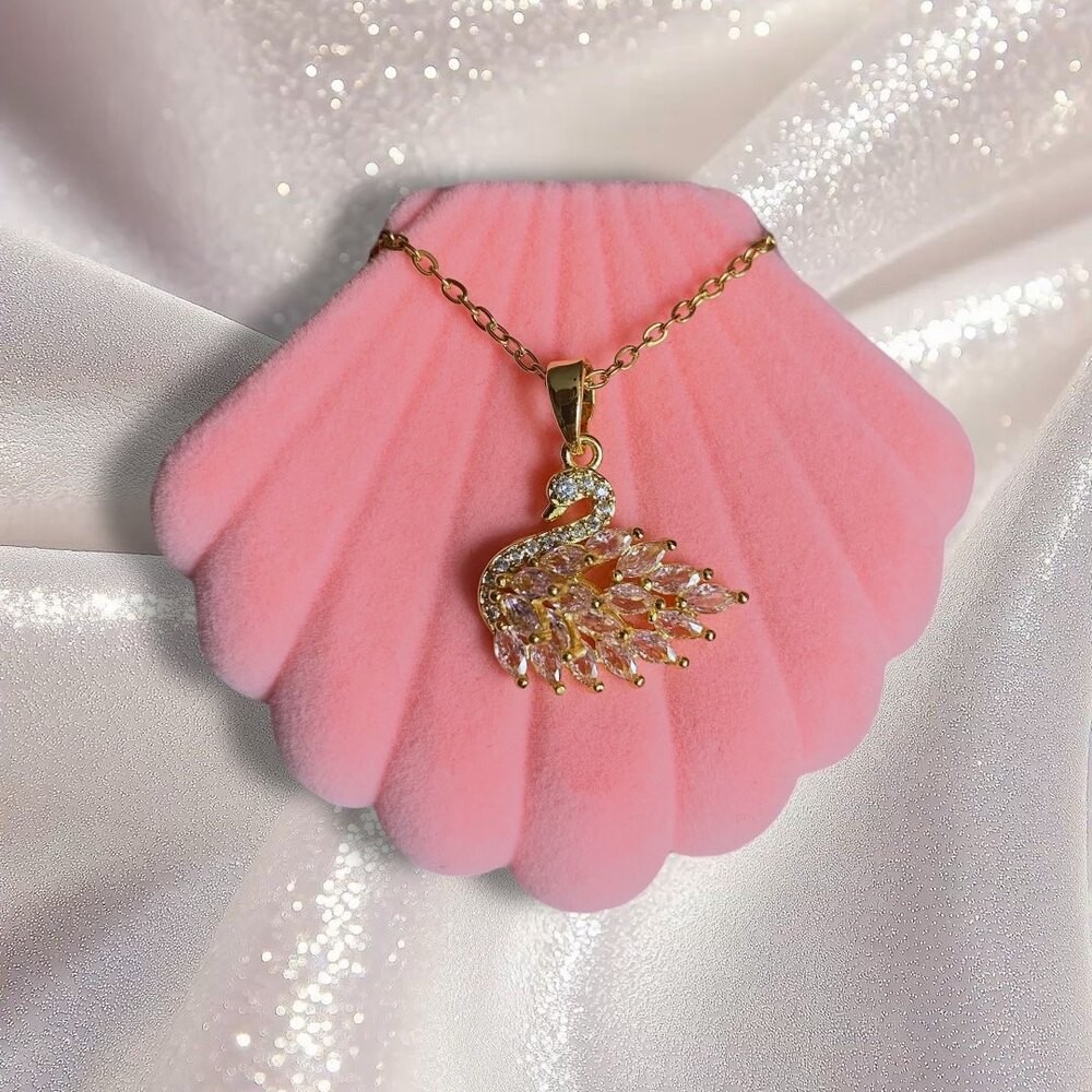 Çelik | Pembe Swan Kolye