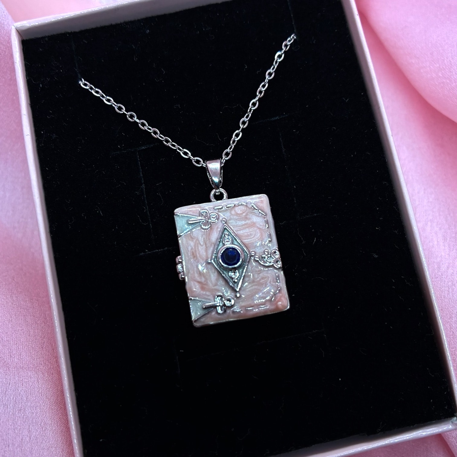 Çelik | Silver Kitap Open Locket Kolye