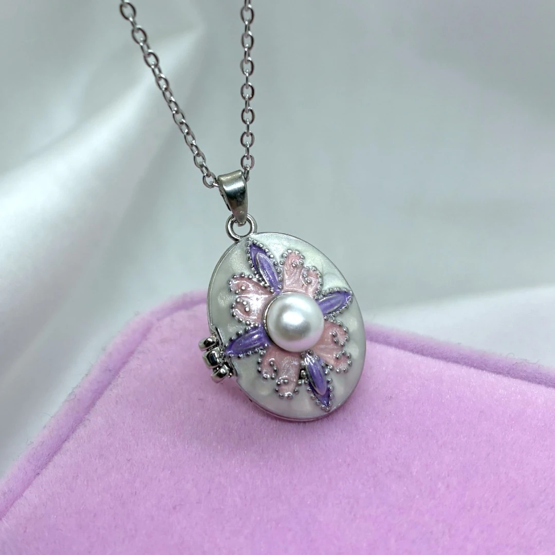 Çelik | Silver Pearl Open Locket Kolye