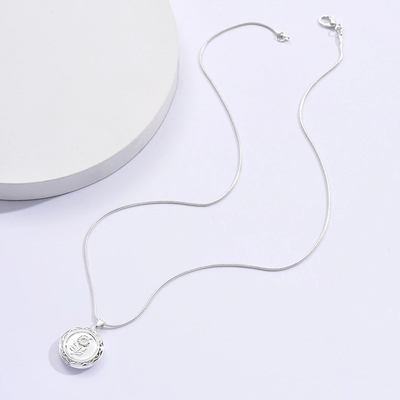 Çelik | Silver Çiçekli Open Locket Kolye