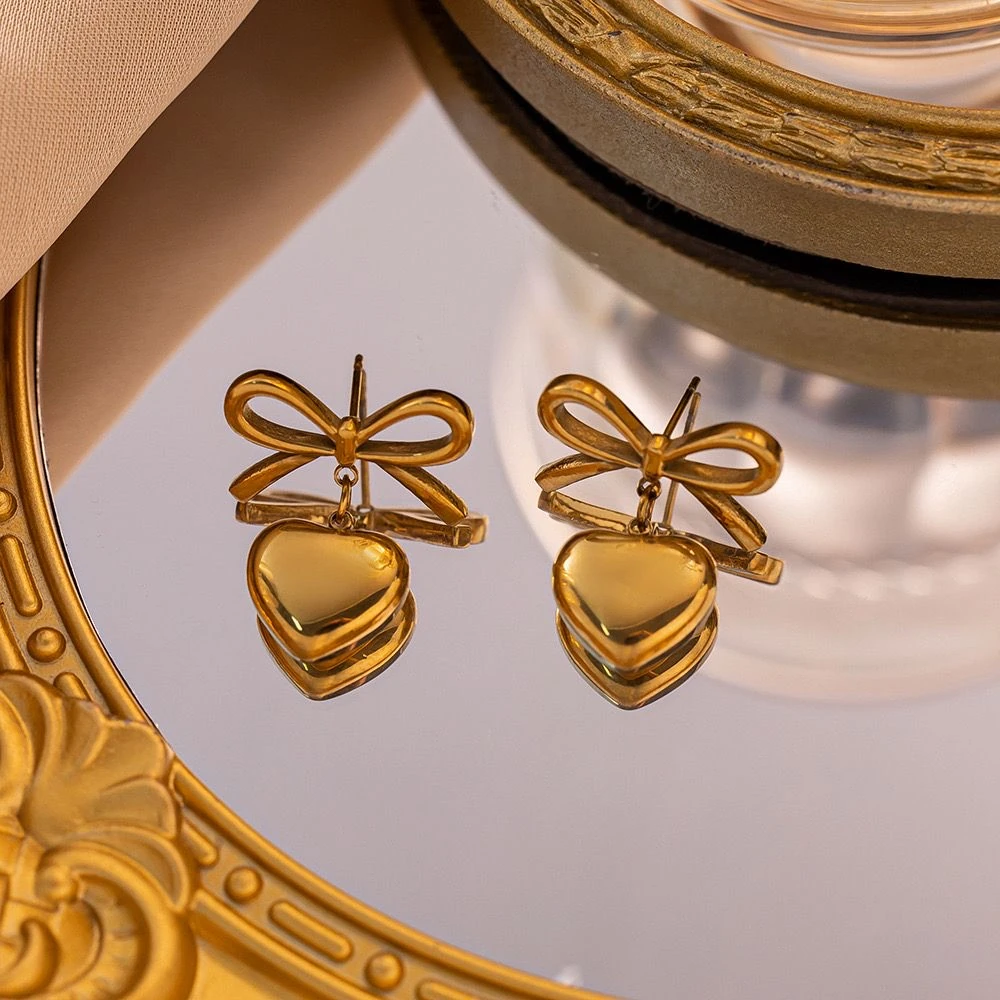 Çelik | Bow&Heart Küpe