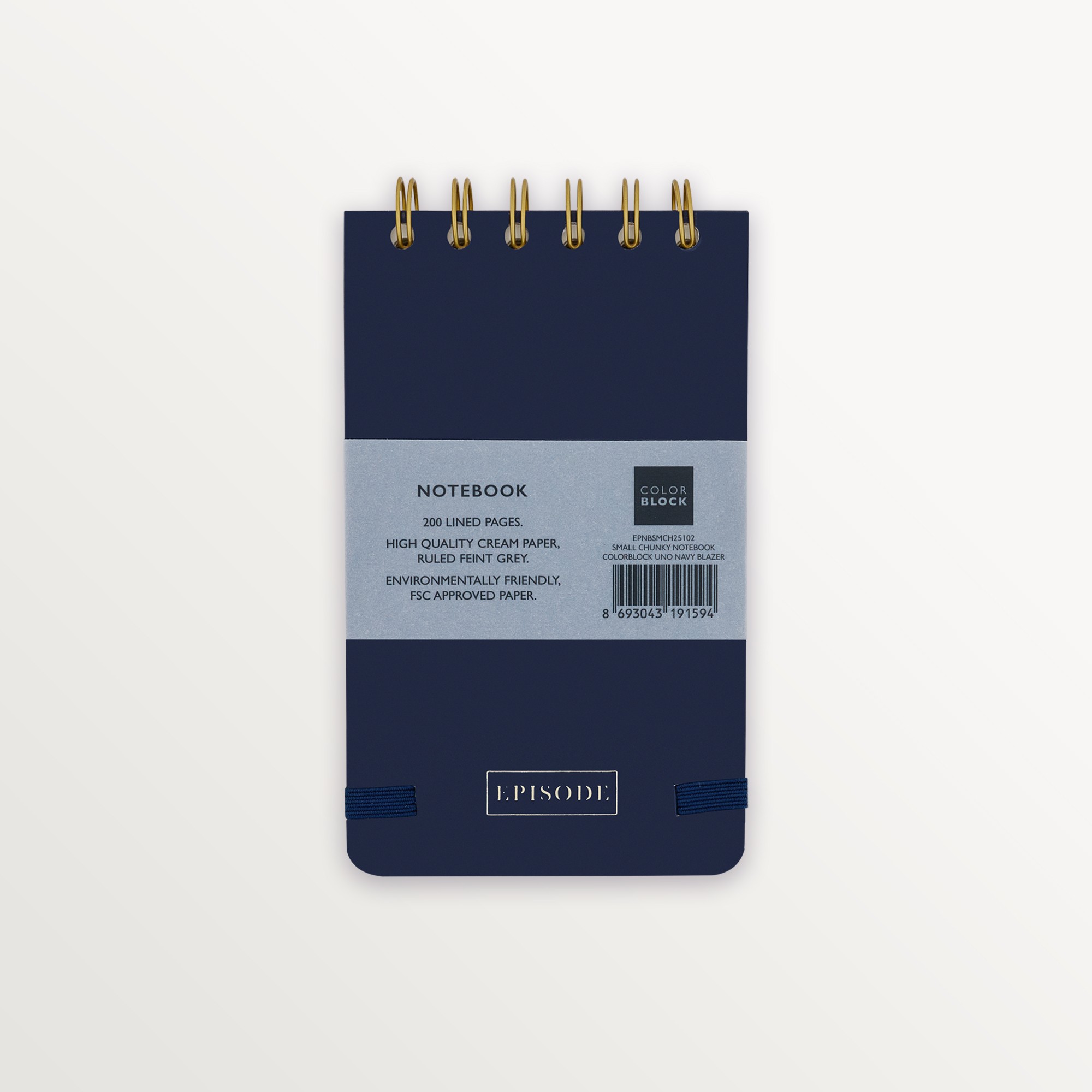 Episode Küçük Spiralli Colourblock Uno 100 Yp. Defter - Navy Blazer