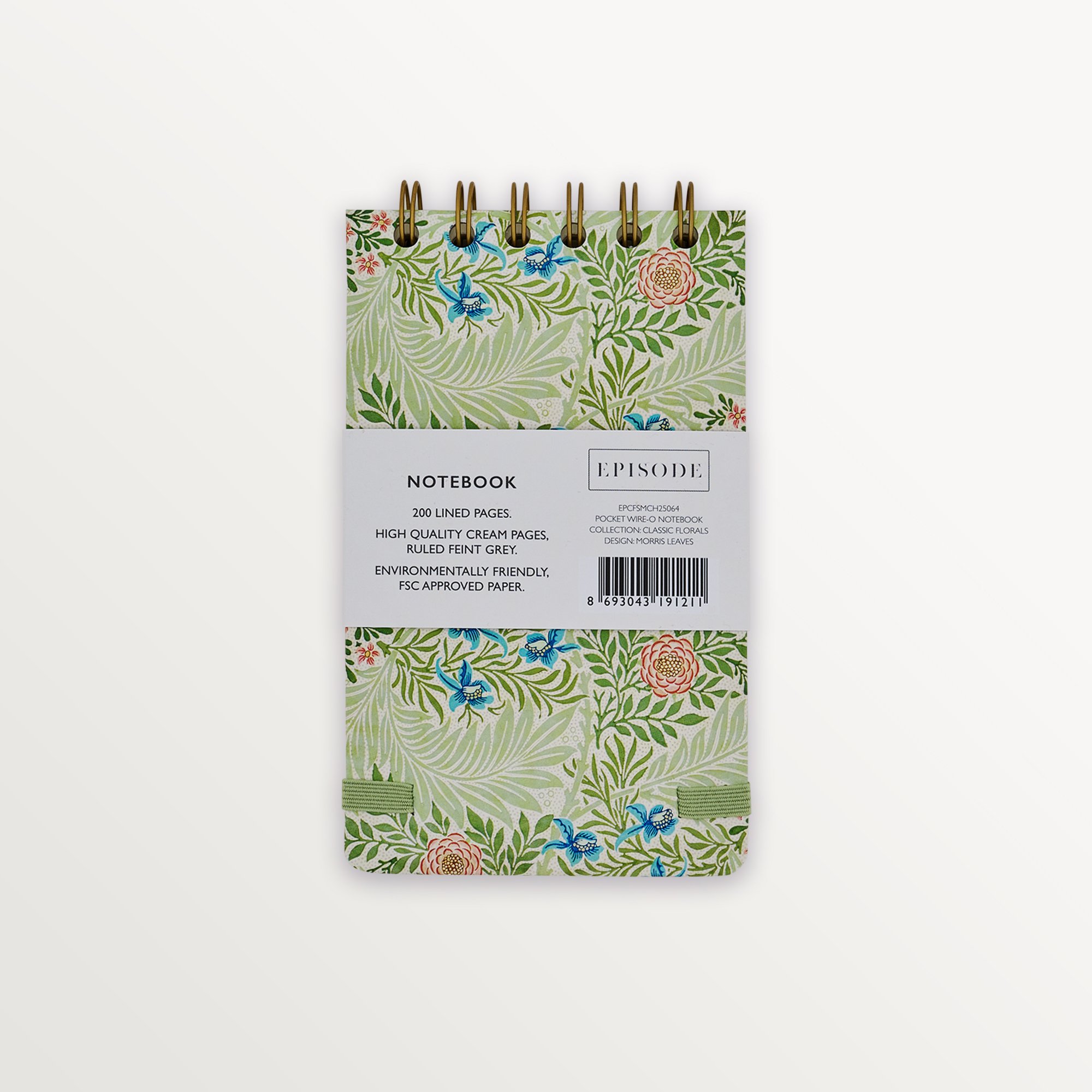 Episode Küçük Spiralli Classic Floral 100 Yp. Defter - Morris Leaves
