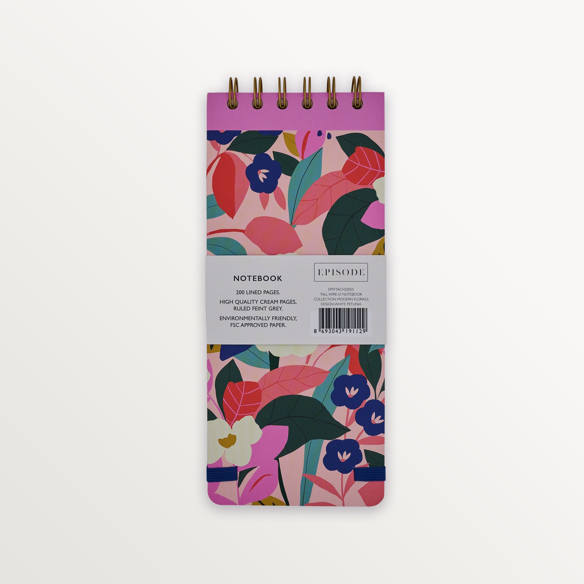 Episode Uzun Spiralli Modern Floral 100 Yp. Defter - White Petunia