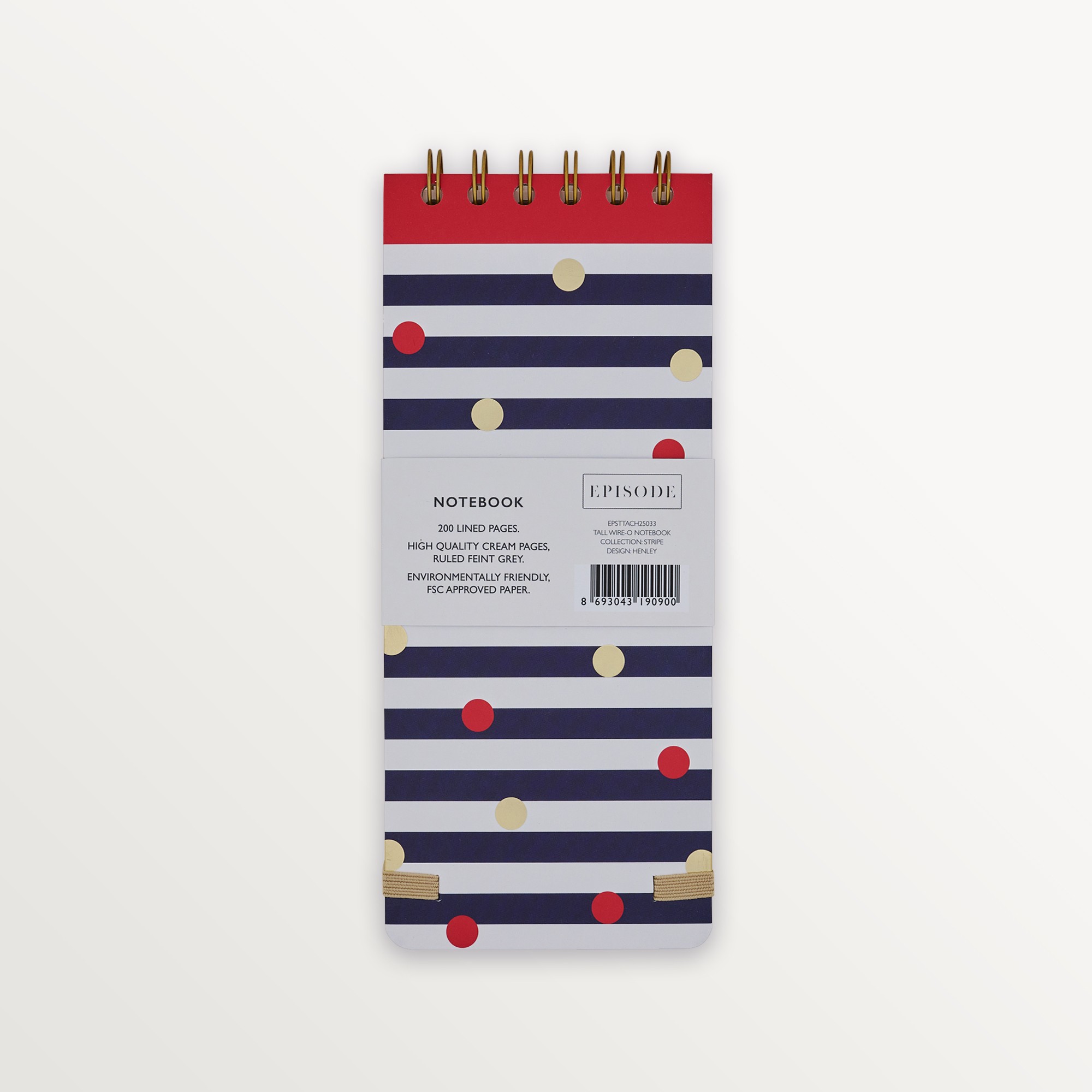 Episode Uzun Spiralli Stripe 100 Yp. Defter - Henley Stripe