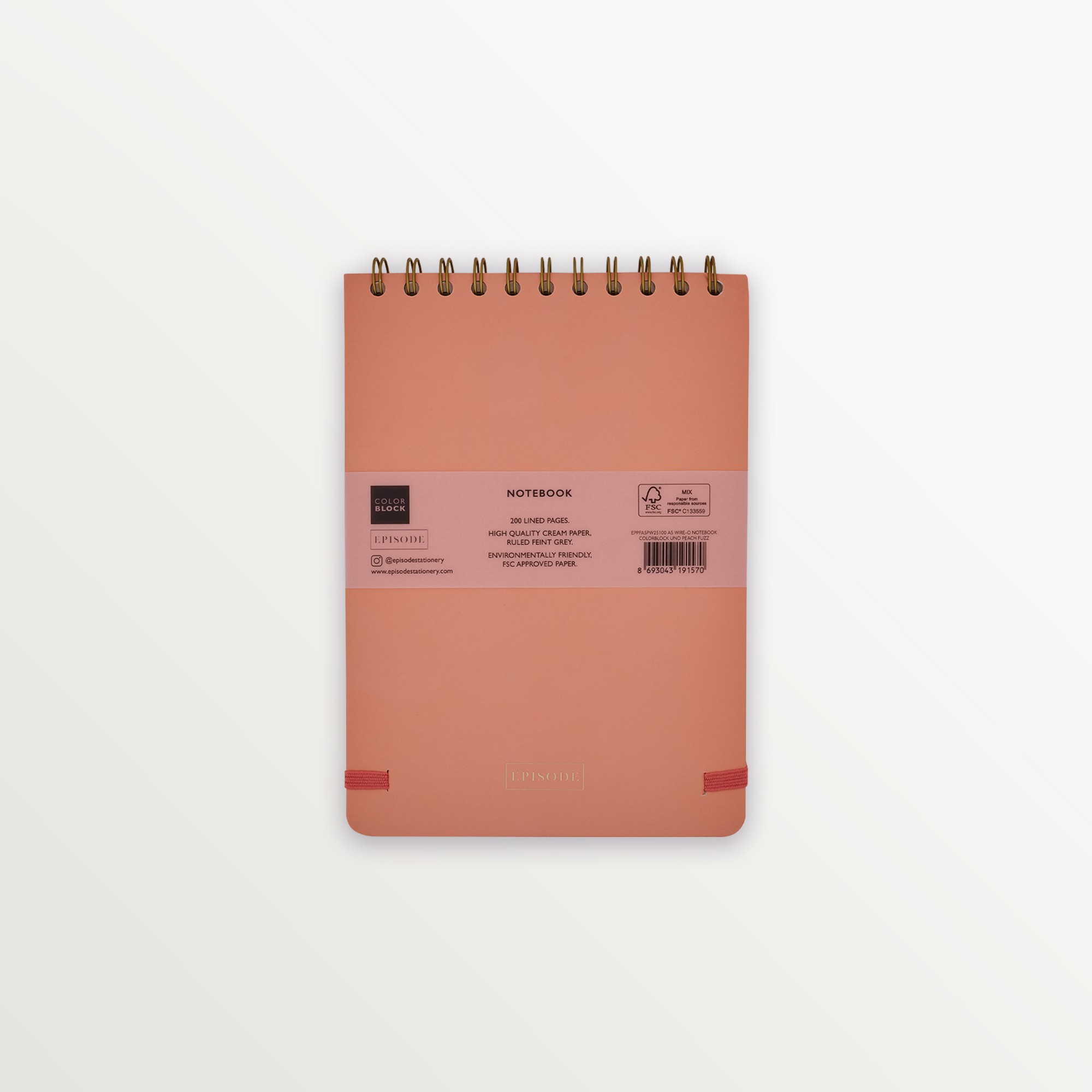 Episode A5 Spiralli Colourblock Uno 100 Yp. Defter - Peach Fuzz