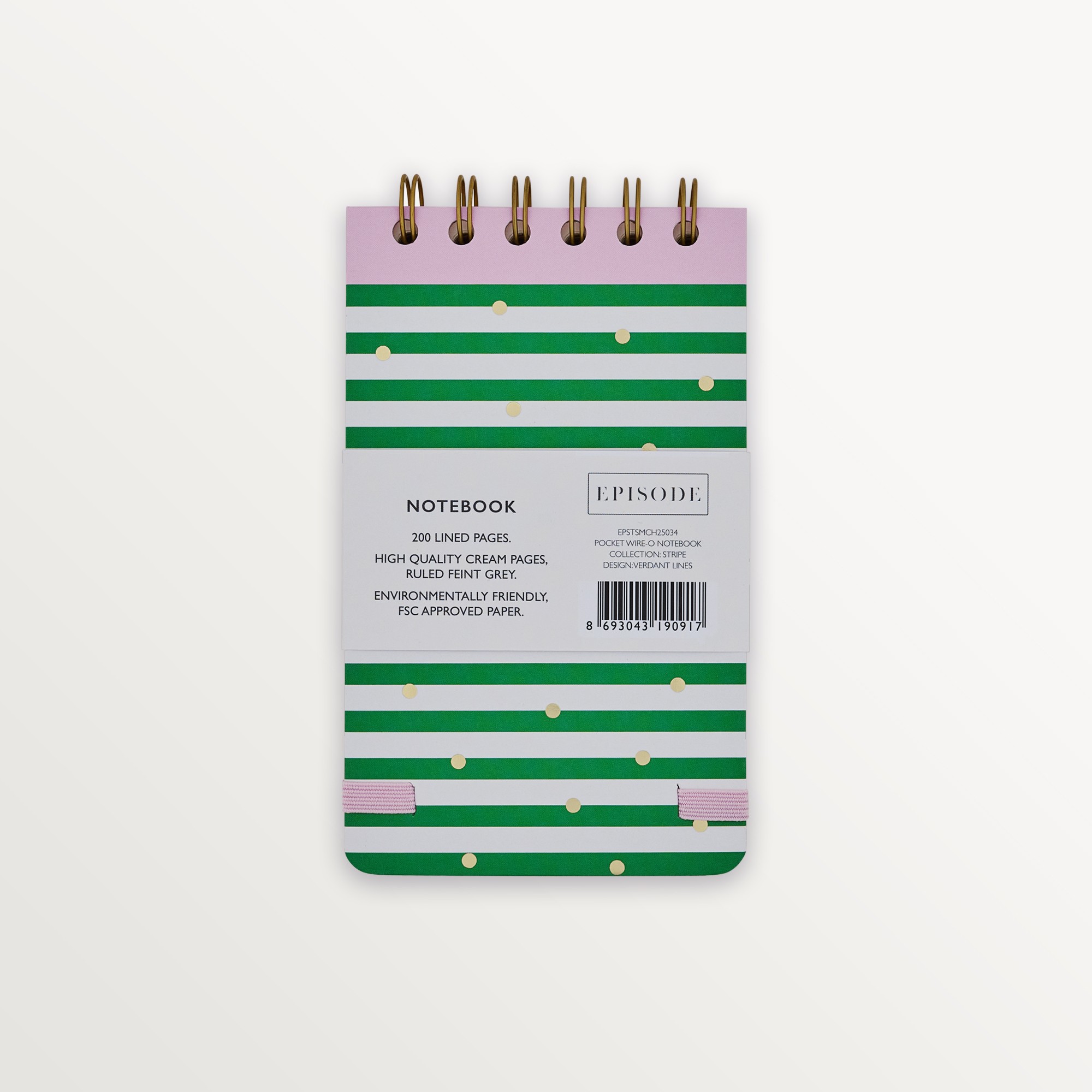 Episode Küçük Spiralli Stripe 100 Yp. Defter - Verdant Lines