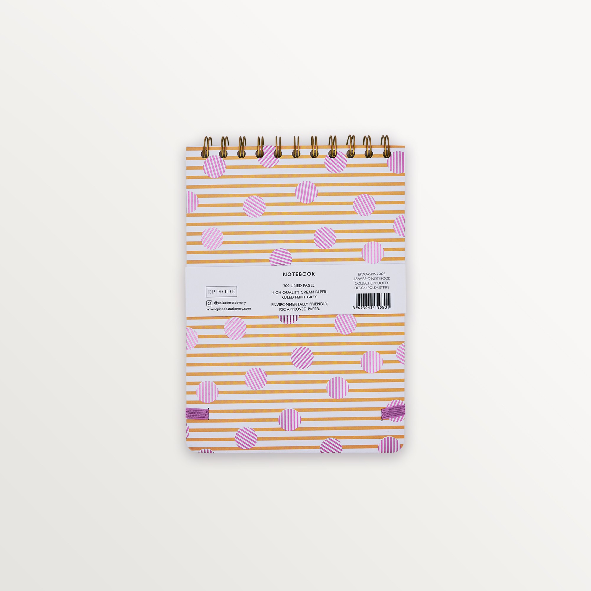 Episode A5 Spiralli Dotty 100 Yp. Defter - Polka Stripe