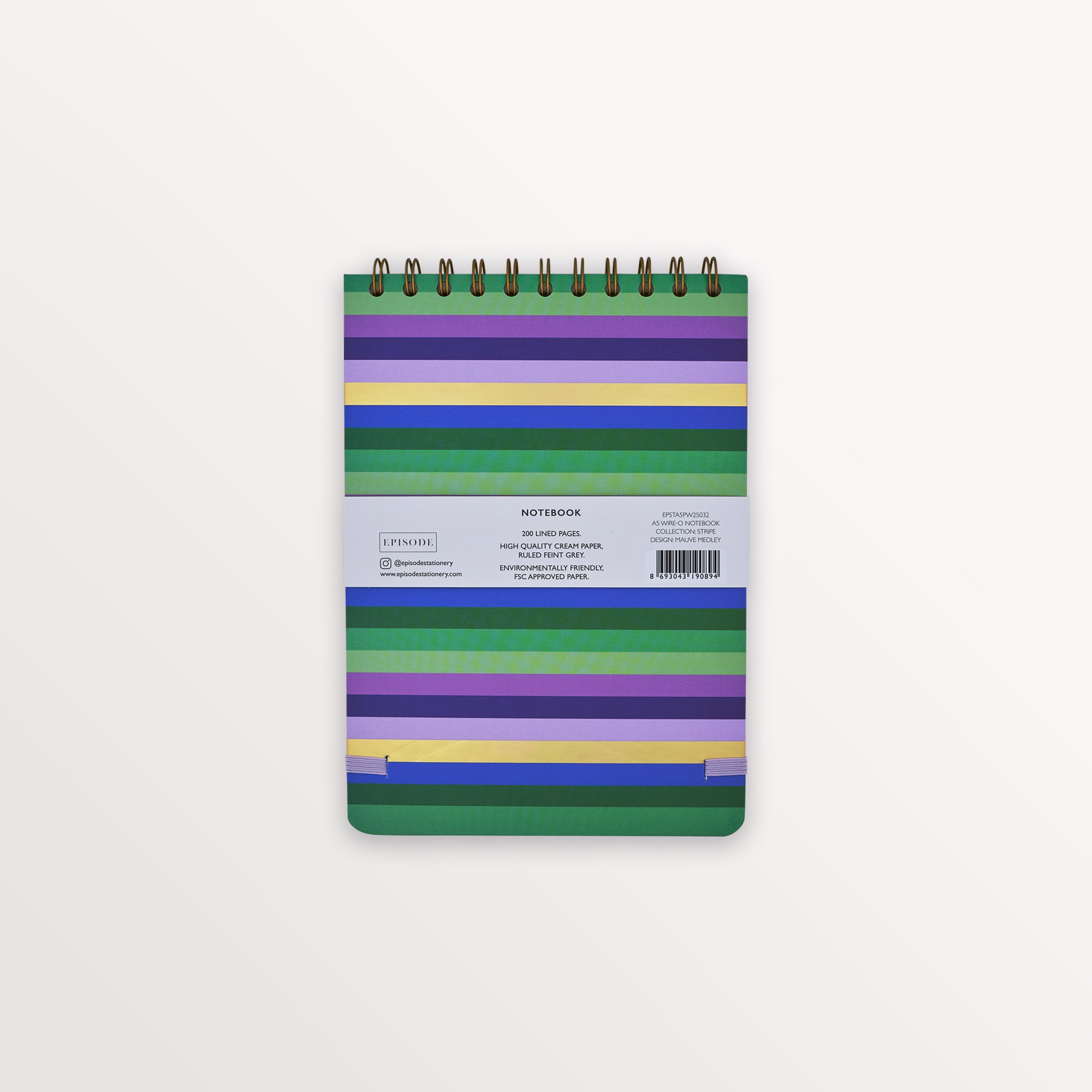 Episode A5 Spiralli Stripe 100 Yp. Defter - Mauve Medley