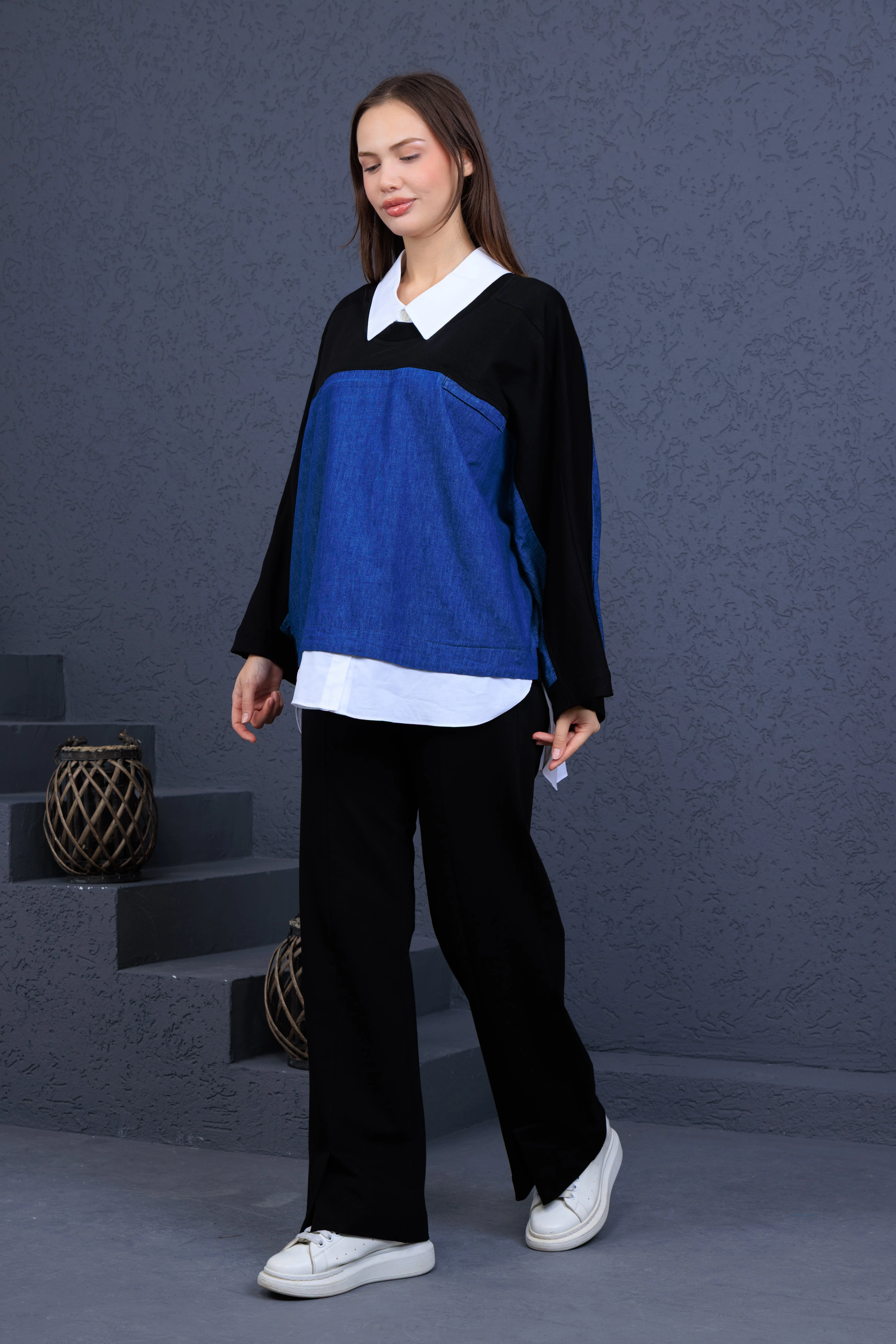 Elony Kadın Gömlek Yaka Detaylı Garnili Takım – Şıklık ve Rahatlık Bir Arada