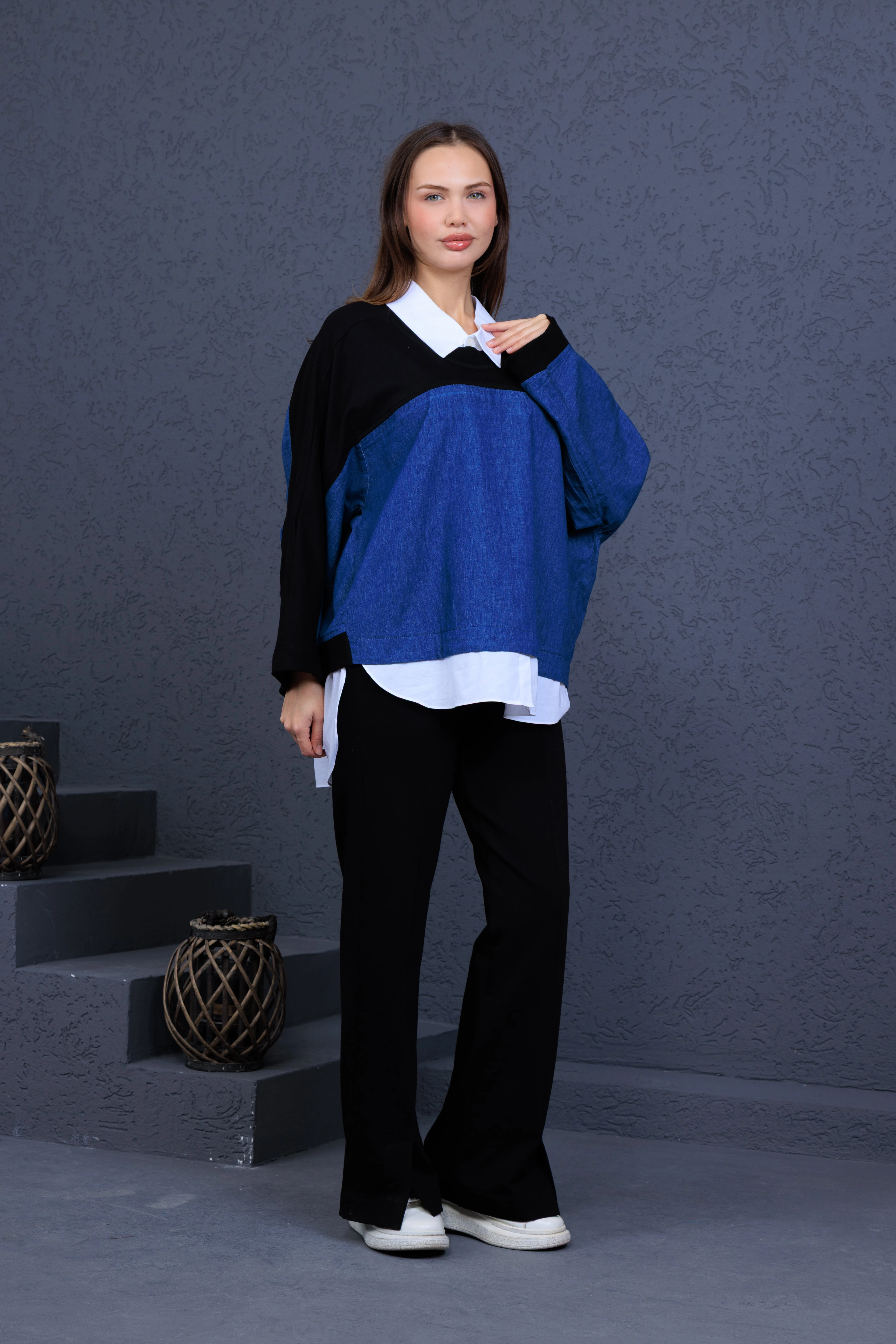 Elony Kadın Gömlek Yaka Detaylı Garnili Takım – Şıklık ve Rahatlık Bir Arada