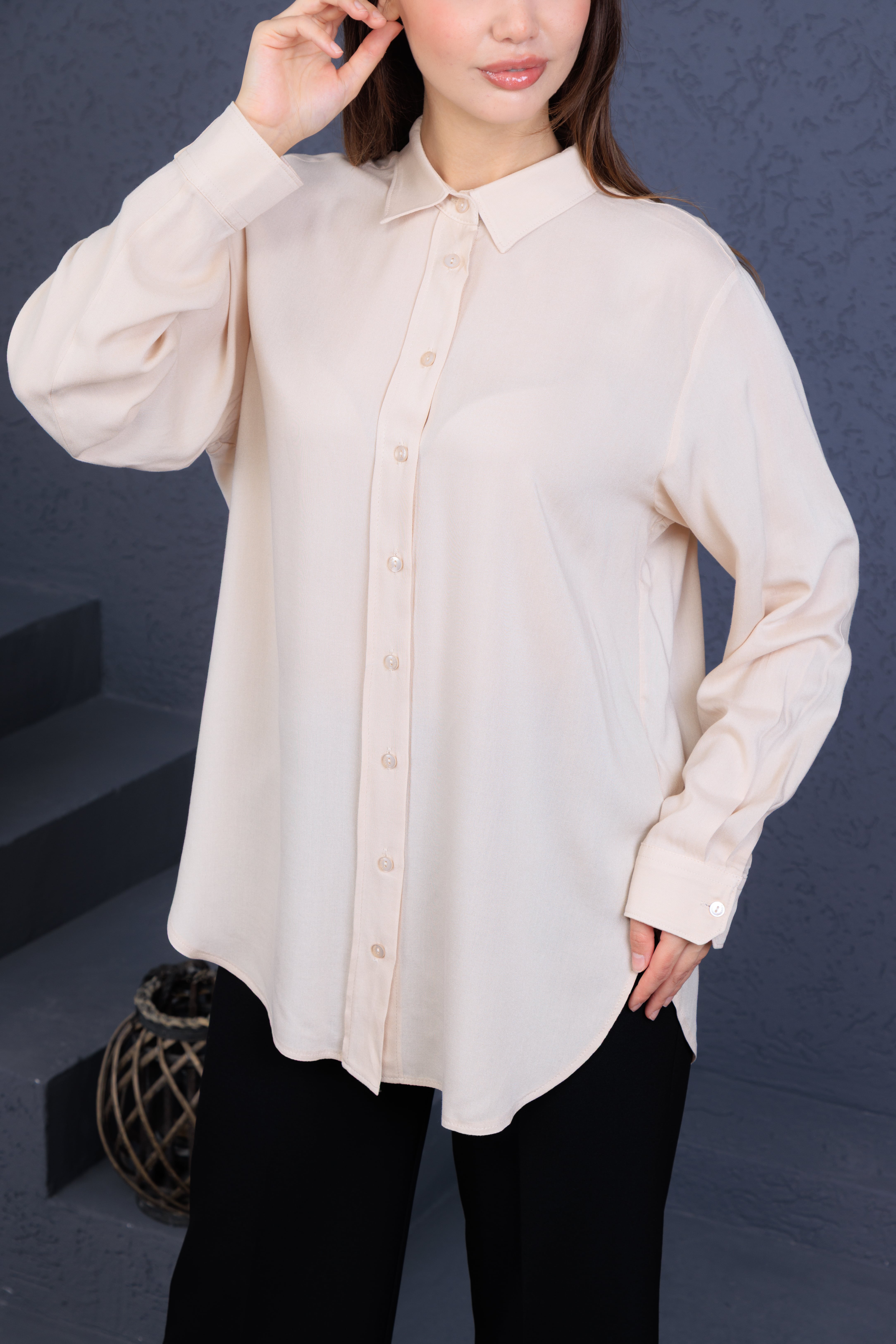 Elony Kadın Keten Gömlek – Doğal Krem Renk