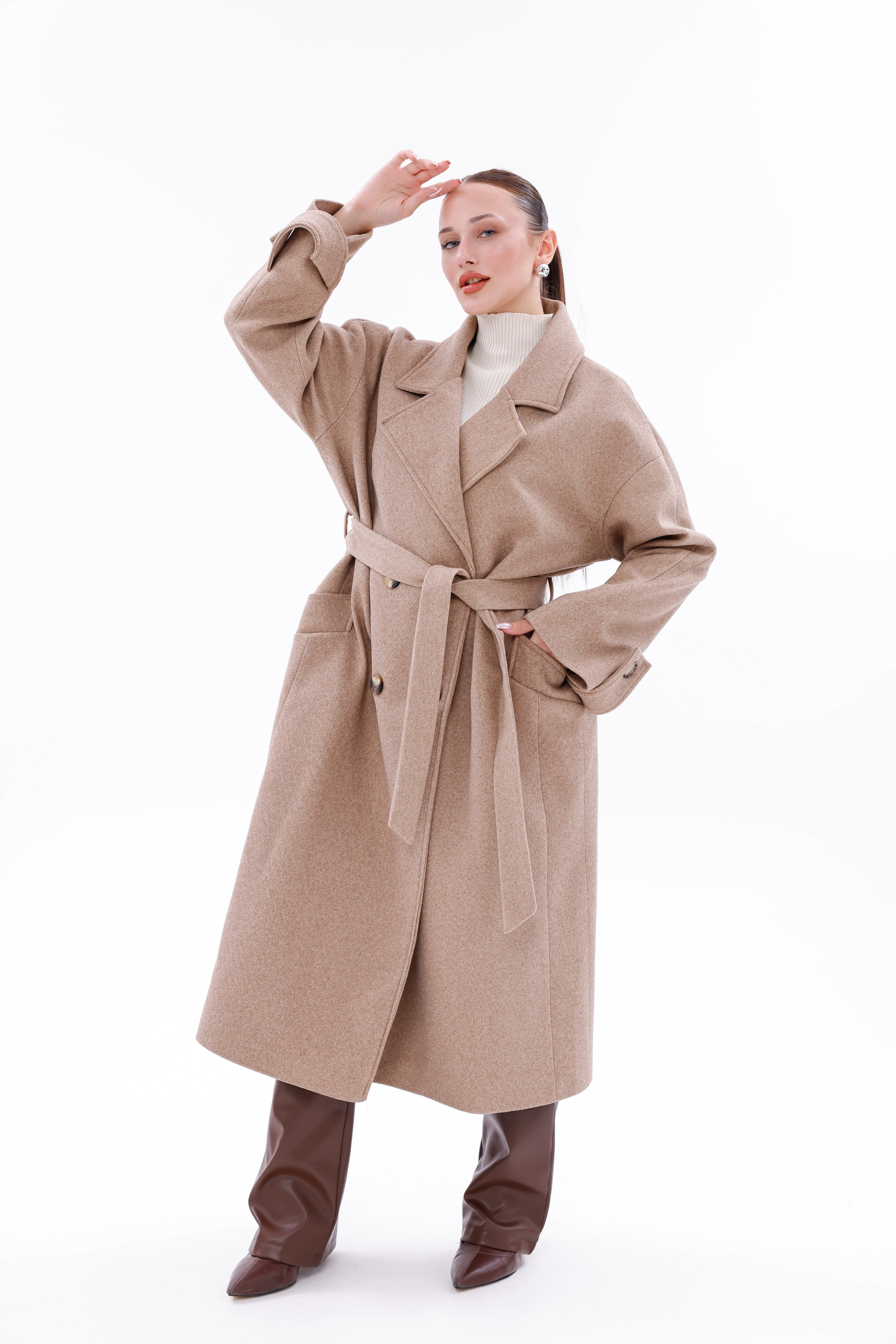 Elony Kadın Kaşe Kaban – Standart Beden Şık Kışlık Dış Giyim 