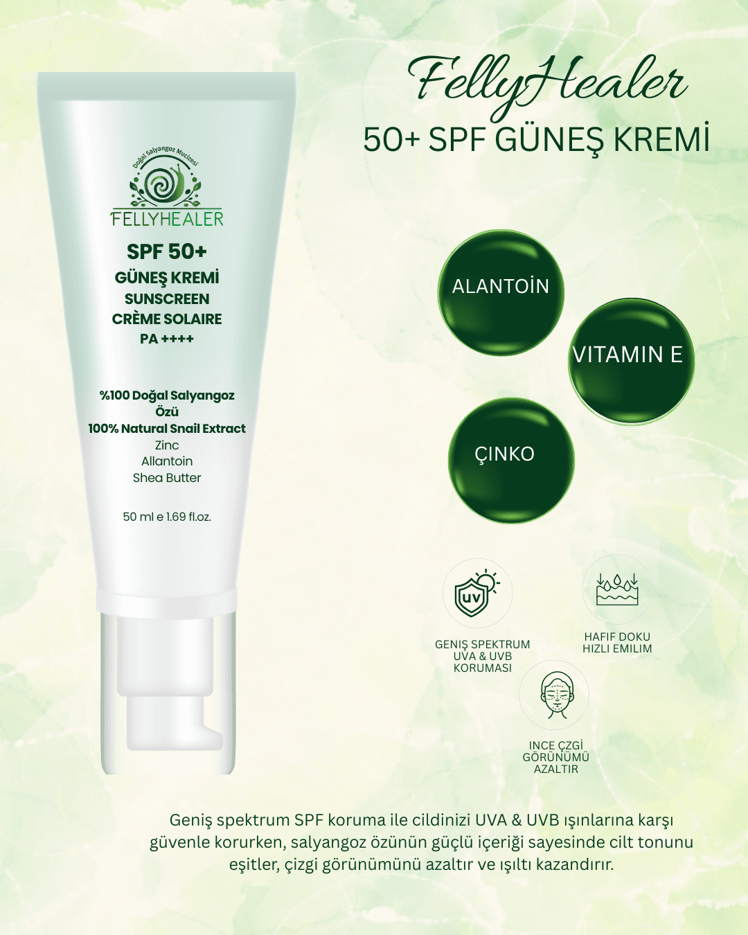 FELLYHEALER 50 SPF+ GÜNEŞ KREMİ
