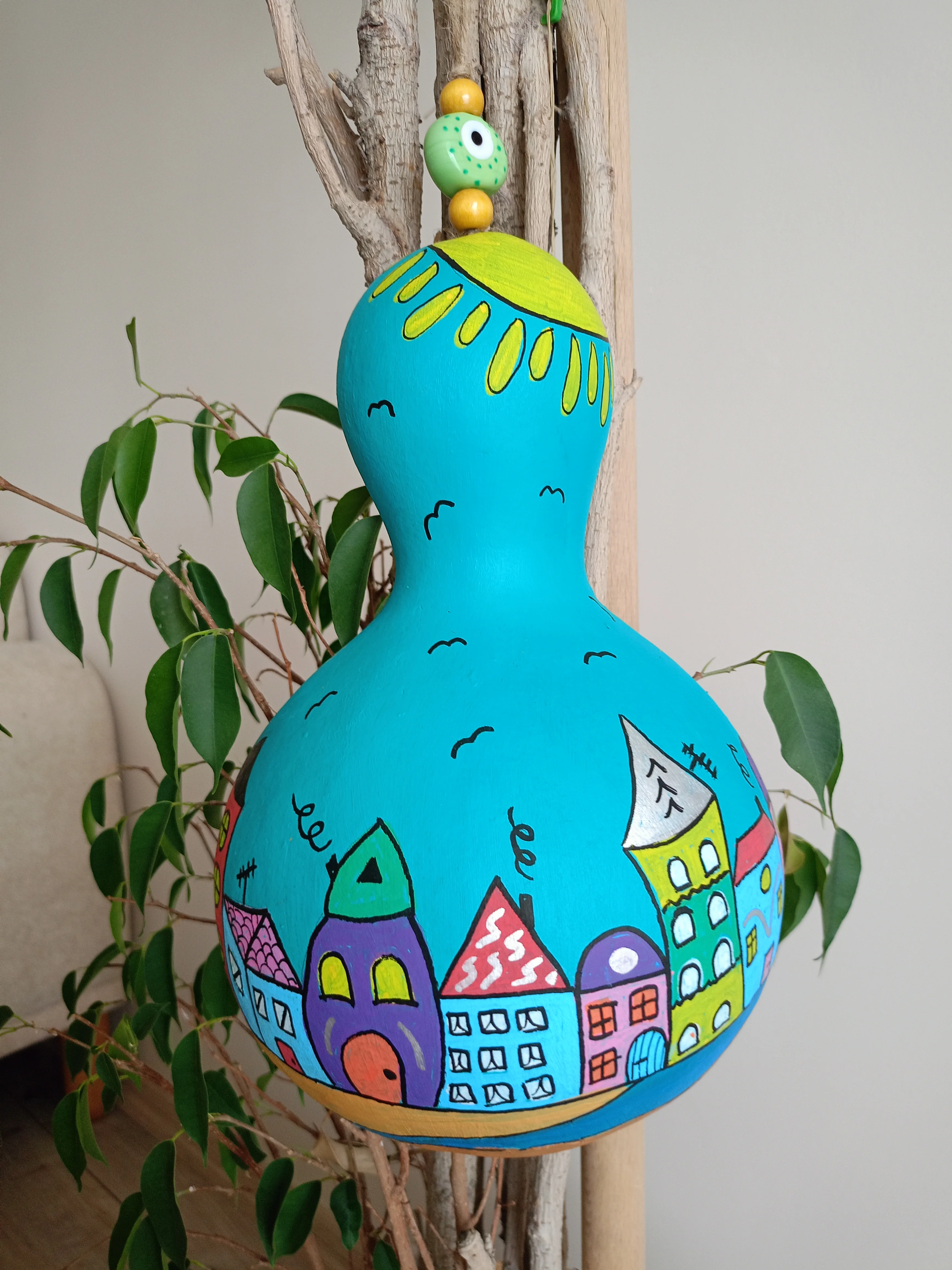 El Boyama Su Kabağı Duvar Süsü Neşeli Evler