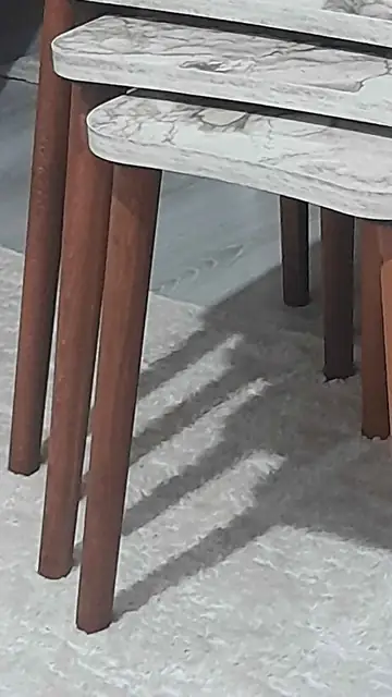 Müşteri fotoğrafı: Erendiz 4lü Ahşap Ayaklı Zigon Sehpa XL Beyaz Mermer