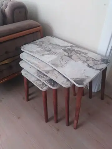 Müşteri fotoğrafı: Erendiz 4lü Ahşap Ayaklı Zigon Sehpa XL Beyaz Mermer