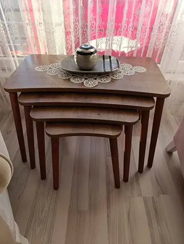 Müşteri fotoğrafı: Erendiz 4lü Ahşap Ayaklı Zigon Sehpa XL Ceviz