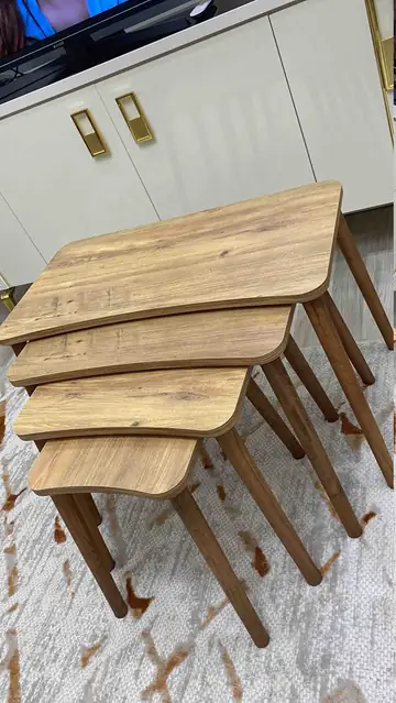 Müşteri fotoğrafı: Erendiz 4lü Ahşap Ayaklı Zigon Sehpa XL Çam