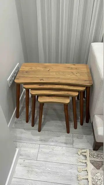Müşteri fotoğrafı: Erendiz 4lü Ahşap Ayaklı Zigon Sehpa XL Çam