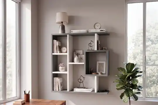 Yegane Çift Kullanımlı Duvar Rafı / Mini Kitaplık — Beyaz - Antrasit