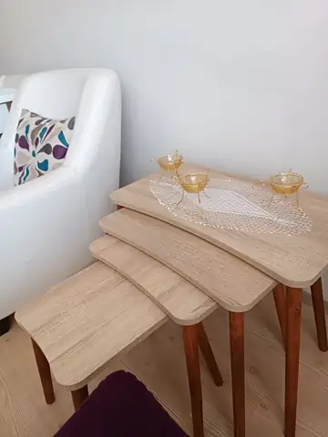 Müşteri fotoğrafı: Erendiz 4lü Ahşap Ayaklı Zigon Sehpa XL Sonoma