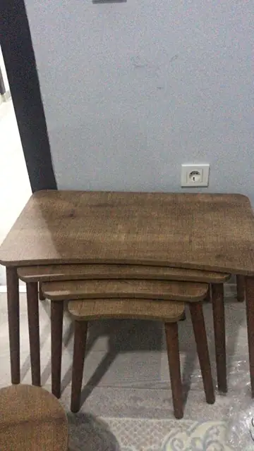 Müşteri fotoğrafı: Erendiz 5li Ahşap Ayaklı Zigon ve Orta Sehpa Seti XL Ceviz