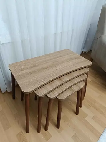 Müşteri fotoğrafı: Erendiz 4lü Ahşap Ayaklı Zigon Sehpa XL Ceviz