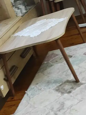 Müşteri fotoğrafı: Erendiz 5li Ahşap Ayaklı Zigon ve Orta Sehpa Seti XL Ceviz