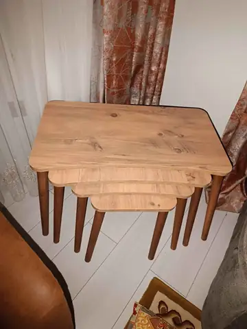 Müşteri fotoğrafı: Erendiz 4lü Ahşap Ayaklı Zigon Sehpa XL Çam