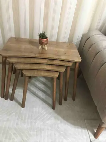 Müşteri fotoğrafı: Erendiz 4lü Ahşap Ayaklı Zigon Sehpa XL Ceviz