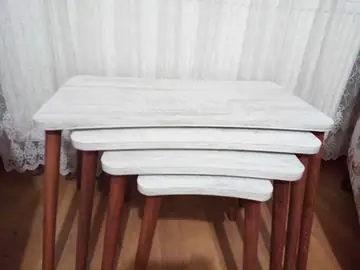 Müşteri fotoğrafı: Erendiz 4lü Ahşap Ayaklı Zigon Sehpa XL Kristal