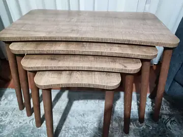 Müşteri fotoğrafı: Erendiz 4lü Ahşap Ayaklı Zigon Sehpa XL Ceviz