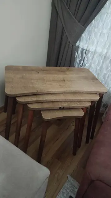Müşteri fotoğrafı: Erendiz 4lü Ahşap Ayaklı Zigon Sehpa XL Ceviz