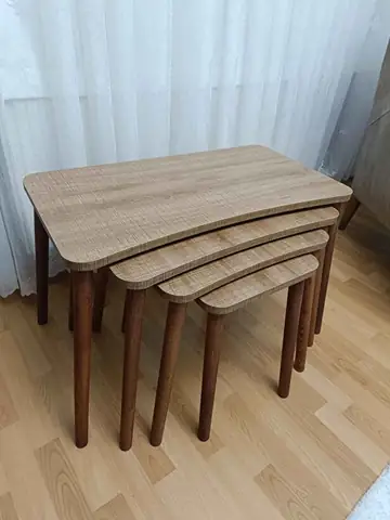 Müşteri fotoğrafı: Erendiz 4lü Ahşap Ayaklı Zigon Sehpa XL Ceviz