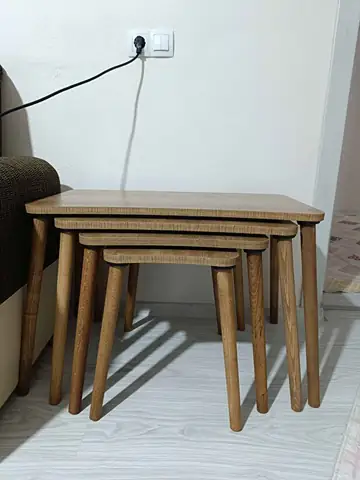Müşteri fotoğrafı: Erendiz 4lü Ahşap Ayaklı Zigon Sehpa XL Ceviz