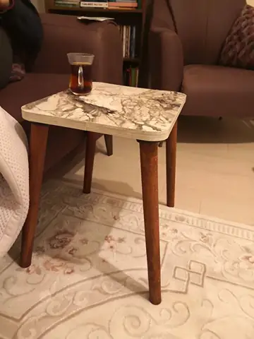 Müşteri fotoğrafı: Erendiz 4lü Ahşap Ayaklı Zigon Sehpa XL Beyaz Mermer