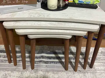 Müşteri fotoğrafı: Erendiz 4lü Ahşap Ayaklı Zigon Sehpa XL Kristal