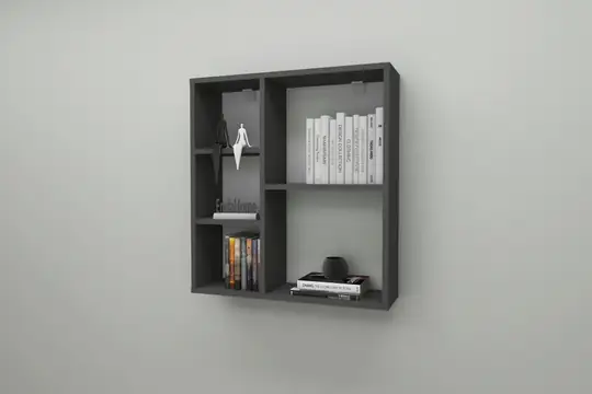 Myra 5 Gözlü Çok Amaçlı Modern Duvar Rafı Antrasit