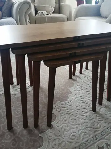 Müşteri fotoğrafı: Erendiz 4lü Ahşap Ayaklı Zigon Sehpa XL Ceviz