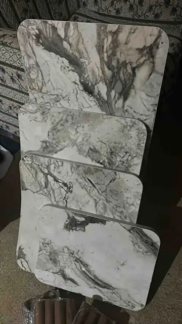 Müşteri fotoğrafı: Erendiz 4lü Ahşap Ayaklı Zigon Sehpa XL Beyaz Mermer