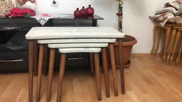 Müşteri fotoğrafı: Erendiz 4lü Ahşap Ayaklı Zigon Sehpa XL Kristal