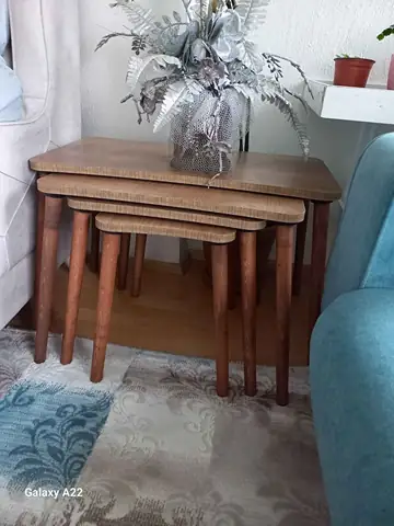 Müşteri fotoğrafı: Erendiz 4lü Ahşap Ayaklı Zigon Sehpa XL Ceviz