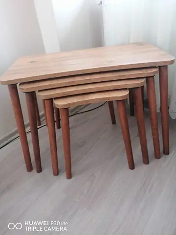 Müşteri fotoğrafı: Erendiz 4lü Ahşap Ayaklı Zigon Sehpa XL Çam