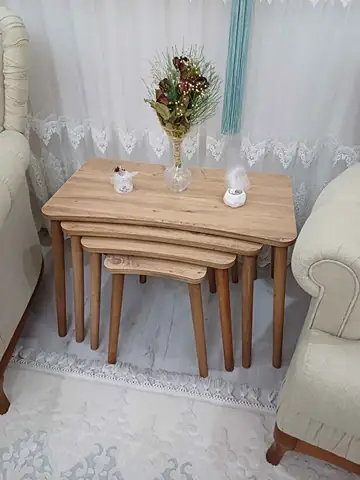 Müşteri fotoğrafı: Erendiz 4lü Ahşap Ayaklı Zigon Sehpa XL Çam