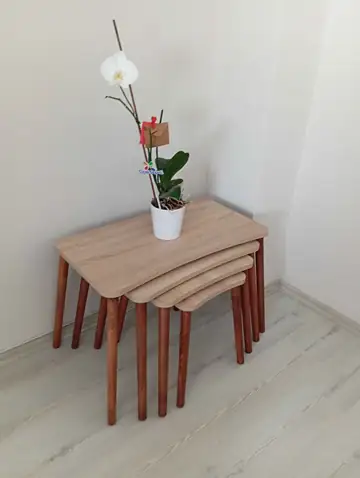 Müşteri fotoğrafı: Erendiz 4lü Ahşap Ayaklı Zigon Sehpa XL Sonoma