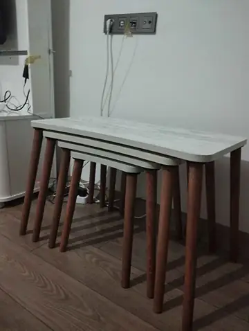 Müşteri fotoğrafı: Erendiz 4lü Ahşap Ayaklı Zigon Sehpa XL Kristal